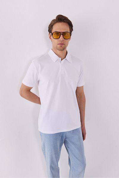 VENA Regular Fit Polo Neck T-Shirt - White