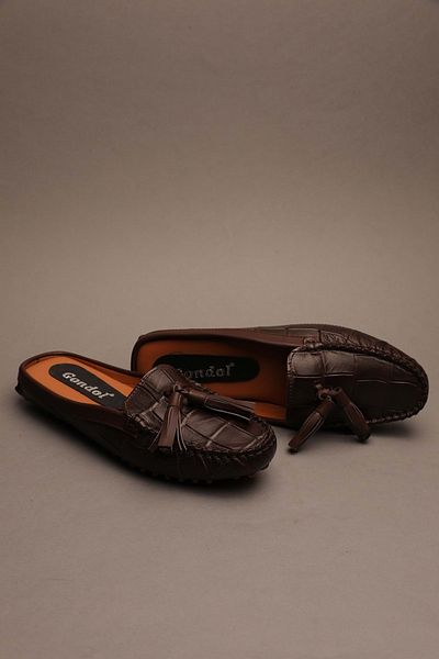 Gondol Papuci clasici de damă din piele naturală maro croco 37 Ttx.905