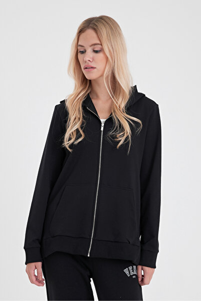 VENA Φούτερ Gwen Yanı με άνοιγμα φερμουάρ - Μαύρο