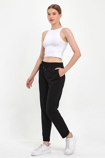 VENA Larissa Regular Fit Cotton Sweatpants - Black