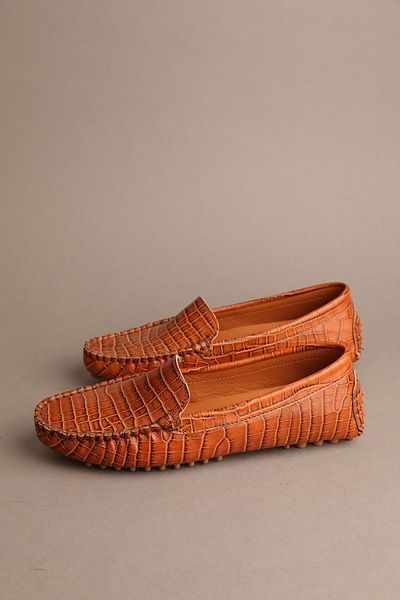 Gondol Mocasini clasici din piele naturala de dama Tan Croco 37 ttx.701