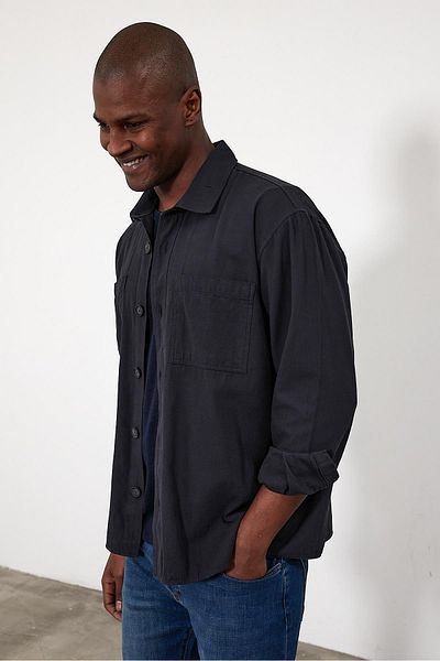 VENA Πουκάμισο Tom Oversize Gabardine - Navy Blue