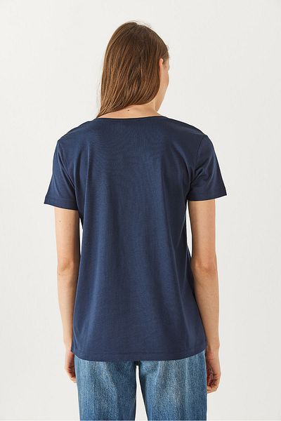 VENA Μπλουζάκι Boyfriend V-Neck Regular Fit Modal (TENCEL)(TM) - ΣΚΟΥΡΟ ΜΠΛΕ