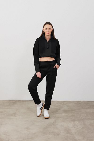VENA Brenna Elastic Leg Sweatpants - Black