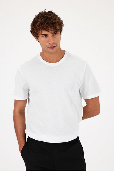 VENA Ανδρικό μπλουζάκι Ken White Crew Neck Regular Fit Pique Basic