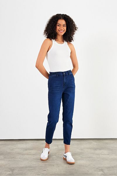 VENA Pantaloni de jeans Norah Blue Black cu talie elastică - Blue Black