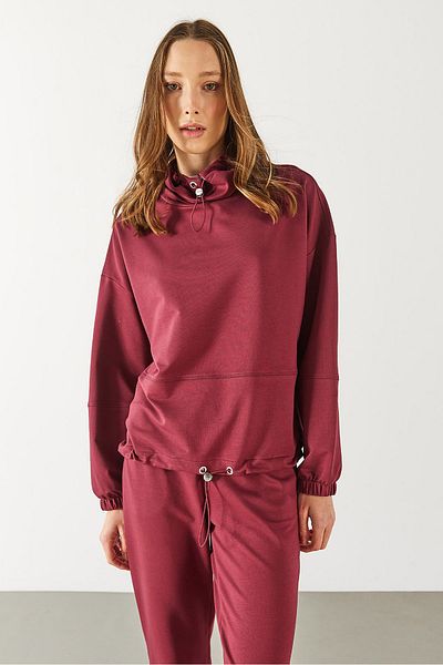 VENA Norah Regular Fit Sweatshirt with Neck Detail - Mürdüm