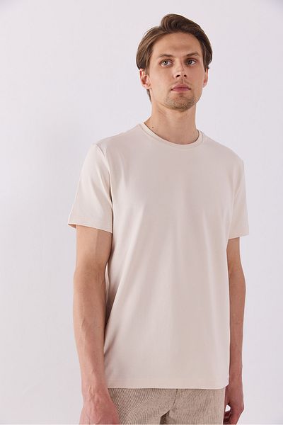 VENA Ken Crew Neck Regular Fit Basic T-Shirt - Stone