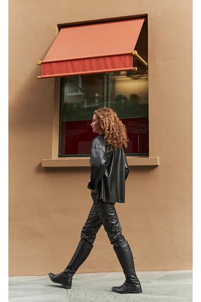 VENA Norah Elastic Waist Leather Trousers - Black