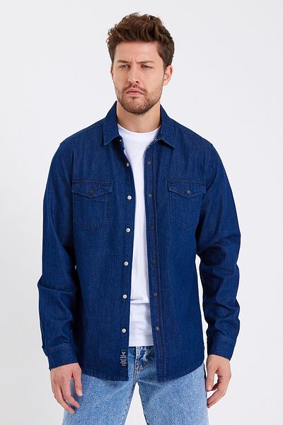 VENA Austin Dark Blue Slim Fit Jean πουκάμισο - ΣΚΟΥΡΟ ΜΠΛΕ