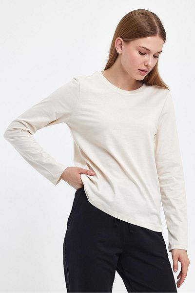 VENA Μπλουζάκι Gloria Crew Neck Regular Fit Basic - Μπεζ