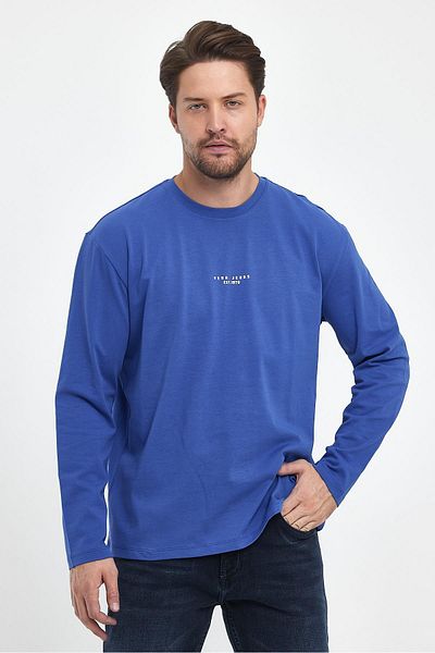 VENA Μπλούζα T-Shirt με Εκτύπωση, Κοντό Μανίκι, Κανονική Σκουριά - Σαπφείρι