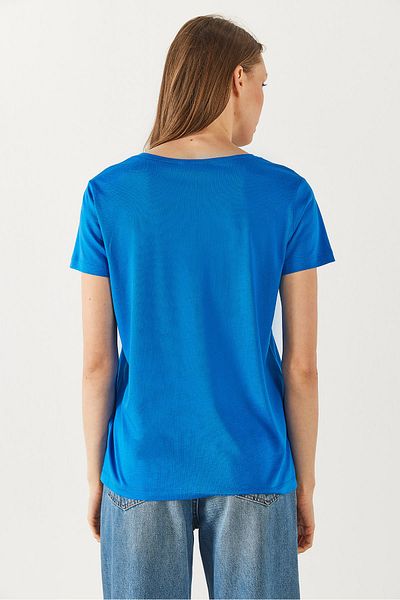 VENA Boyfriend V-Neck Regular Fit Modal T-Shirt(Tencel)(Tm) - Sapphire