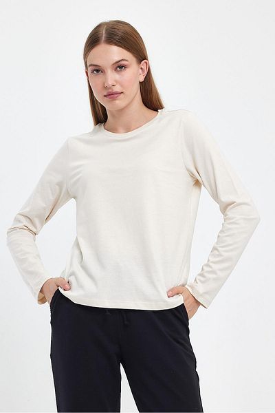 VENA Μπλουζάκι Gloria Crew Neck Regular Fit Basic - Μπεζ