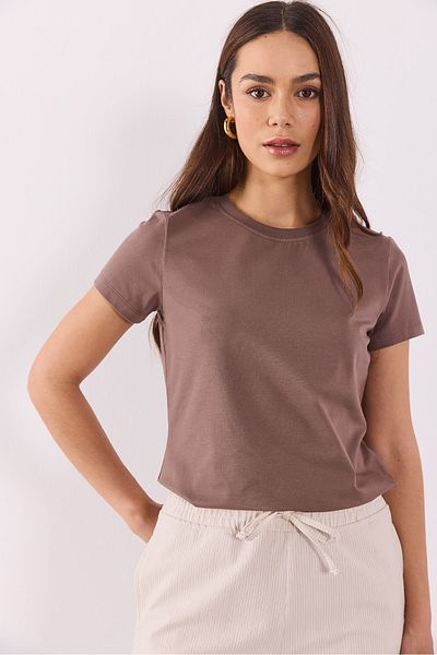VENA Μπλουζάκι Rachel Vizon Slim Fit Μπλούζα με Στρογγυλή Λαιμόκοψη