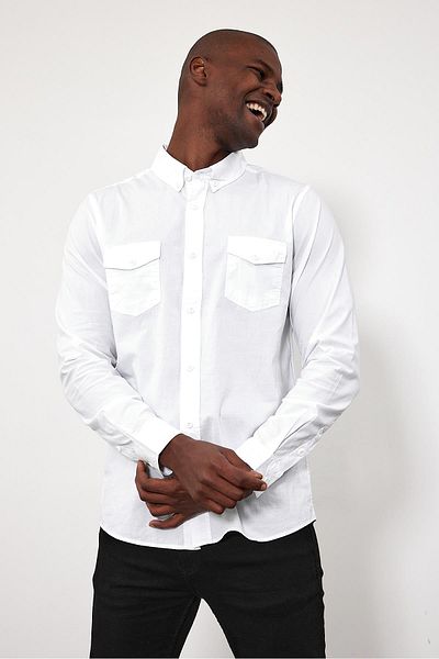 VENA Cămașă Austin Slim Fit din Gabardină - Albă