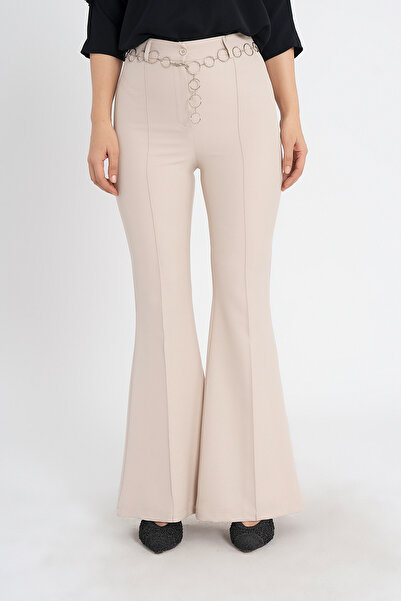 MissVina Παντελόνι με φουσκωτό πόδι με αξεσουάρ αλυσίδας 3876