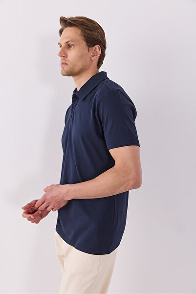 VENA Μπλουζάκι Polo Collar Regular Fit - ΣΚΟΥΡΟ ΜΠΛΕ