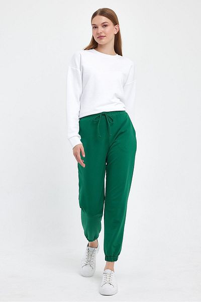 VENA Women's Slim Straight Sweatpants with Elastic Legs - Forest