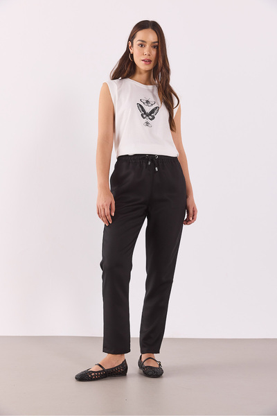 VENA Alian Elastic Waist Beach Pants(Tencel)(Tm) - Black