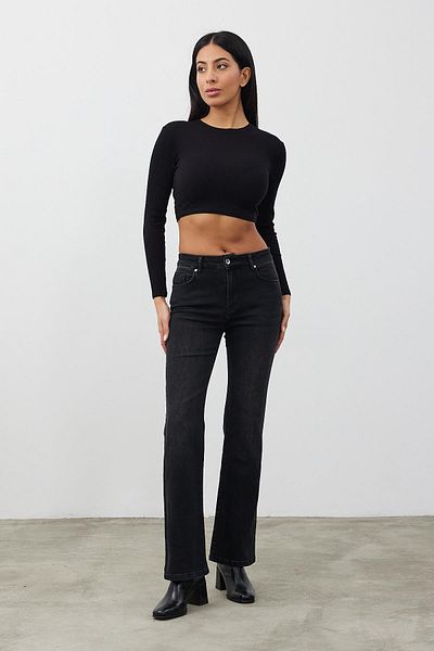 VENA Pantaloni de jeans Emilie Black Bootcut - Negri