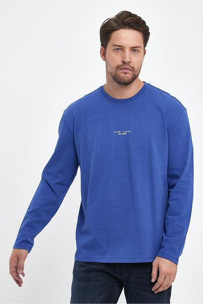 VENA Μπλούζα T-Shirt με Εκτύπωση, Κοντό Μανίκι, Κανονική Σκουριά - Σαπφείρι