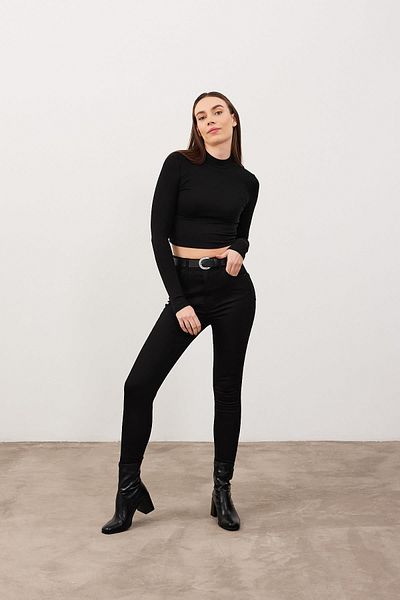 VENA Pantaloni skinny Powerstretch Holly Black cu talie foarte înaltă - negri
