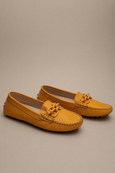 Gondol Mocasini clasici din piele naturala de dama galben 37 Ttx.788