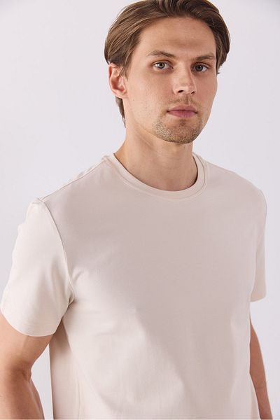 VENA Ken Crew Neck Regular Fit Basic T-Shirt - Stone