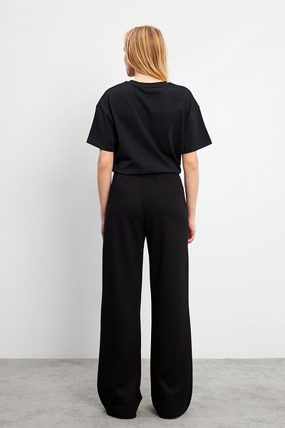 VENA Jovie Soft Textured High Waist Wide Leg Pants (Cupro) - Black