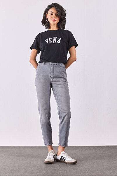 VENA Pantaloni de jeans Norah gri cu talie elastică - GREY