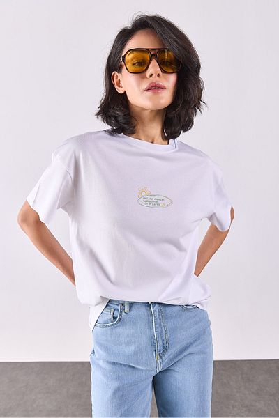 VENA Tricou cu imprimeu Sunshine - ALB
