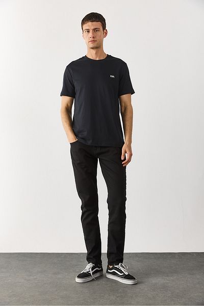 VENA Μπλουζάκι με στάμπα Crew Neck Regular Fit - Μαύρο
