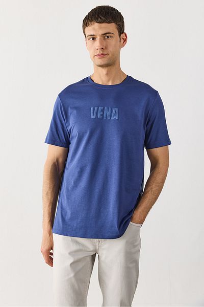 VENA Μπλουζάκι με λογότυπο Crew Neck - Navy
