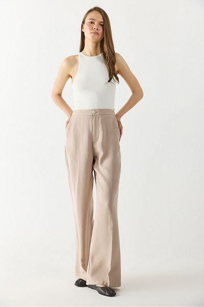 VENA Holly Wide Leg Trousers(Cupro) - Stone