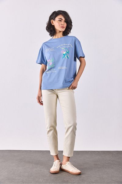 VENA Tricou cu imprimeu Daily Fresh - SKY BLUE