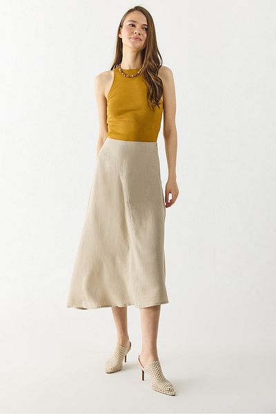 VENA Fusta largă din in Mary Shredded - MINK