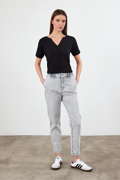 VENA Pantaloni de jeans Norah Ice Grey cu talie elastică - Ice Grey