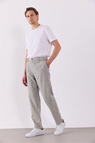 VENA Ken Waist Elastic Lycra Λινό Παντελόνι Chino - ΣΚΟΥΡΟ ΜΠΛΕ ΡΙΓΕ