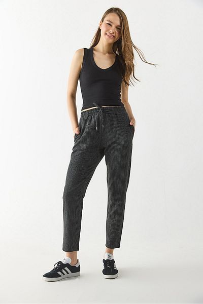 VENA Alian Elastic Waist Thick Striped Seersucker Trousers - Black Striped