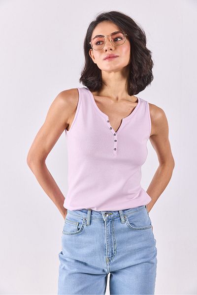 VENA Tricou cu detaliu cu nasturi Matilda - LILA