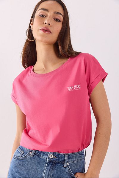 VENA Tricou cu logo Cindy Vena - FUCHIA
