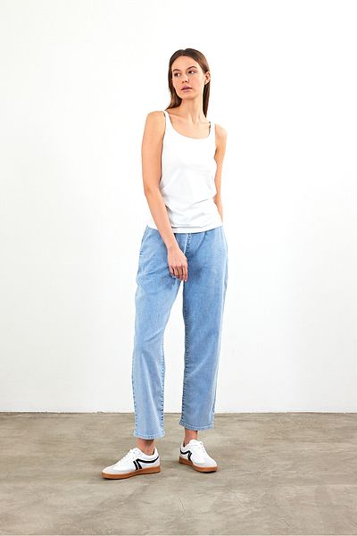 VENA Marla Sky Blue High Waist Slouchy Jogger Pants - Sky Blue