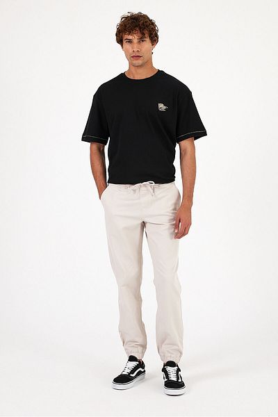 VENA Simon Slim Fit Gabardine Jogger Παντελόνι - ΠΕΤΡΑ