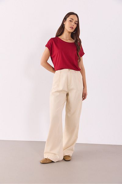 VENA Tricou modal de bază Cindy Crew Deck Regular Fit (TENCEL)(TM) - Roșu Claret