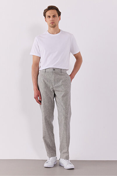 VENA Ken Beli Lastikli lycra Keten Chino Pantolon - LACİVERT ÇİZGİLİ