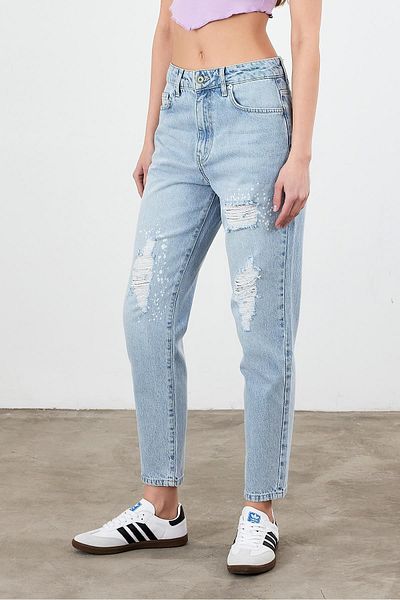 VENA Maria Pantaloni din denim albastru deschis cu picurare - Sky Blue