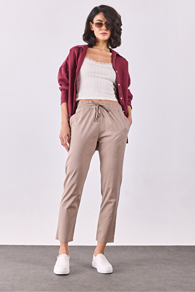 VENA Alian Elastic Waist Beach Pants - Brown
