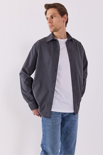 VENA Nicolas Regular Fit Sulfur Striped πουκάμισο - ΑΝΘΡΑΚΙΤΙΚΟ ΡΙΓΕ