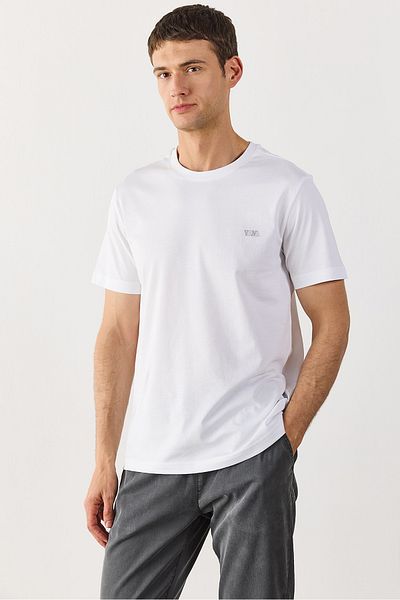VENA Μπλουζάκι με στάμπα Crew Neck Regular Fit - Λευκό